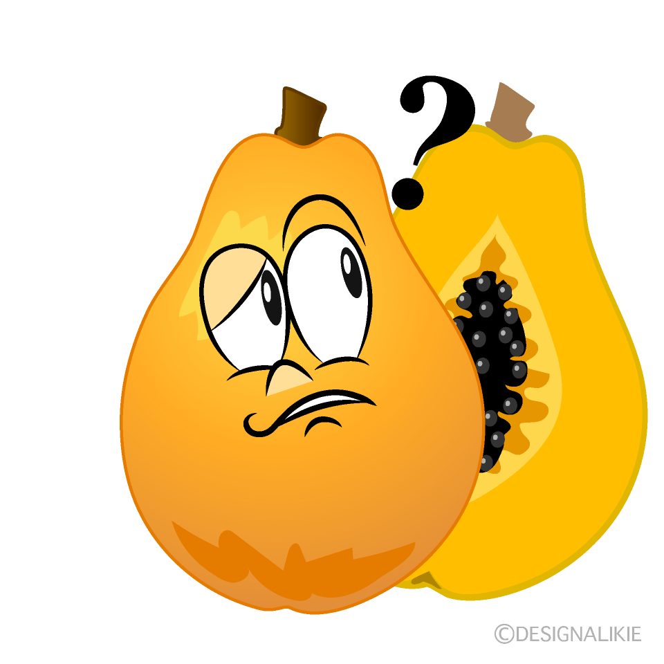 Thinking Papaya Cartoon Character Image