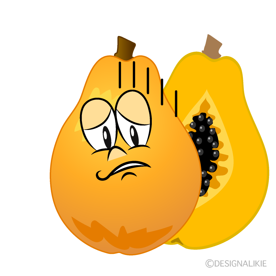 Depressed Papaya Cartoon Character Image