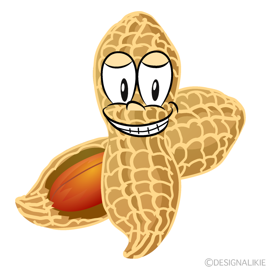 Grinning Peanut Cartoon Character Image