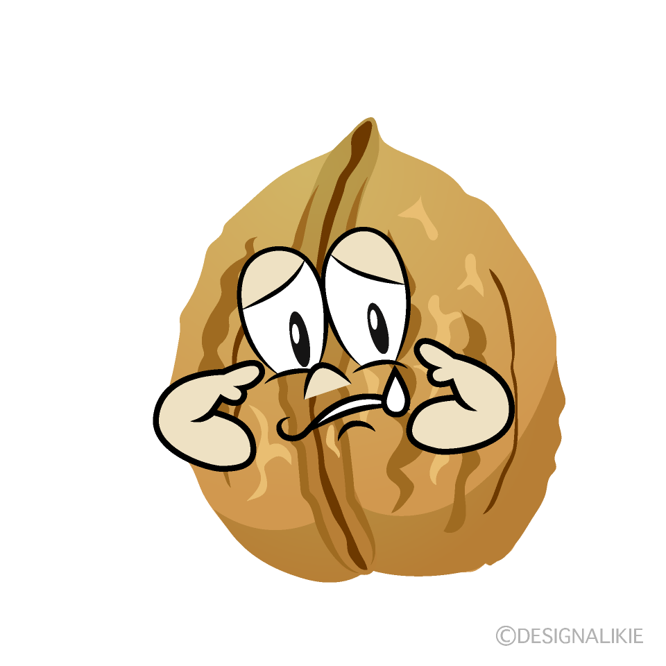 Sad Walnut Cartoon Character Image