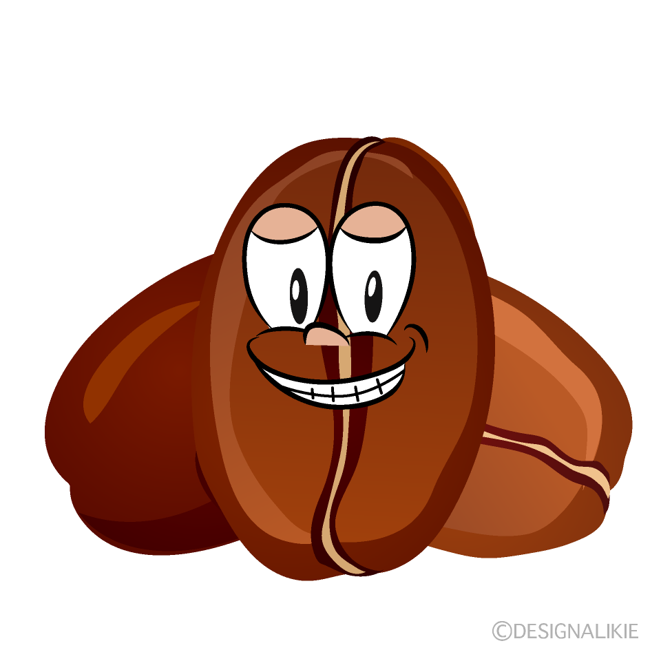 Grinning Coffee Bean Cartoon Character Image