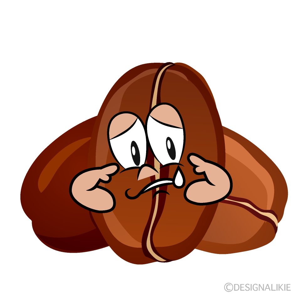 Sad Coffee Bean Cartoon Character Image