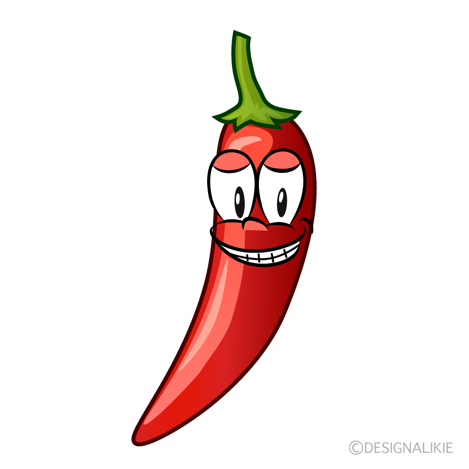 Grinning Chili Pepper Cartoon Character Image