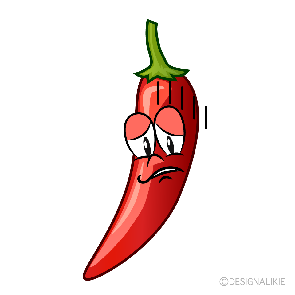 Depressed Chili Pepper Cartoon Character Image