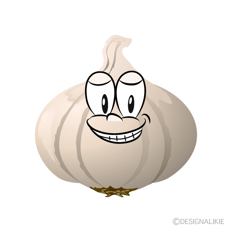 Grinning Garlic Cartoon Character Image