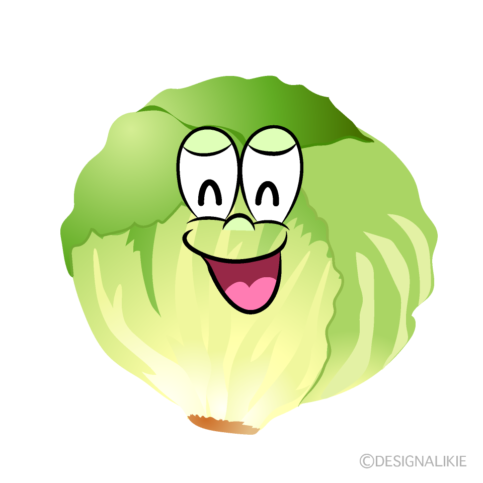 Smiling Lettuce Cartoon Character Image