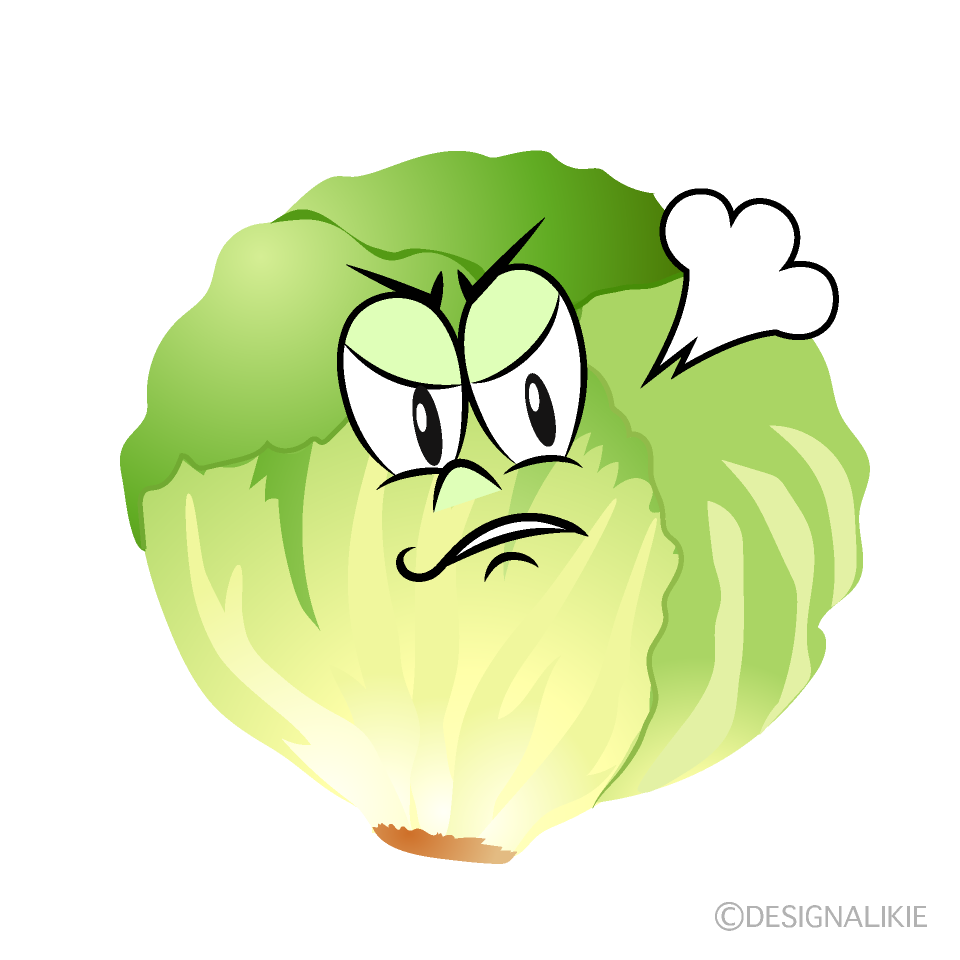 Angry Lettuce Cartoon Character Image