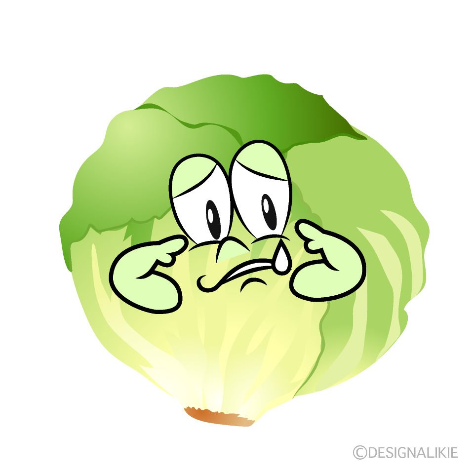 Sad Lettuce Cartoon Character Image