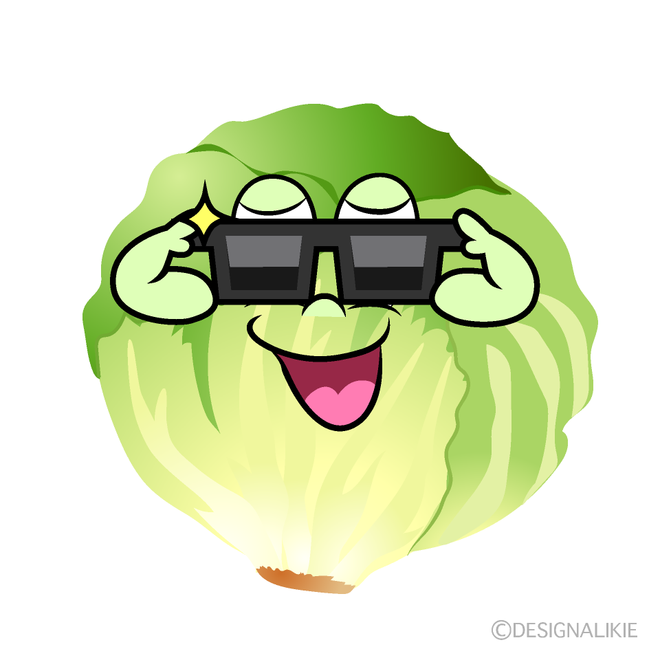 Cool Lettuce Cartoon Character Image