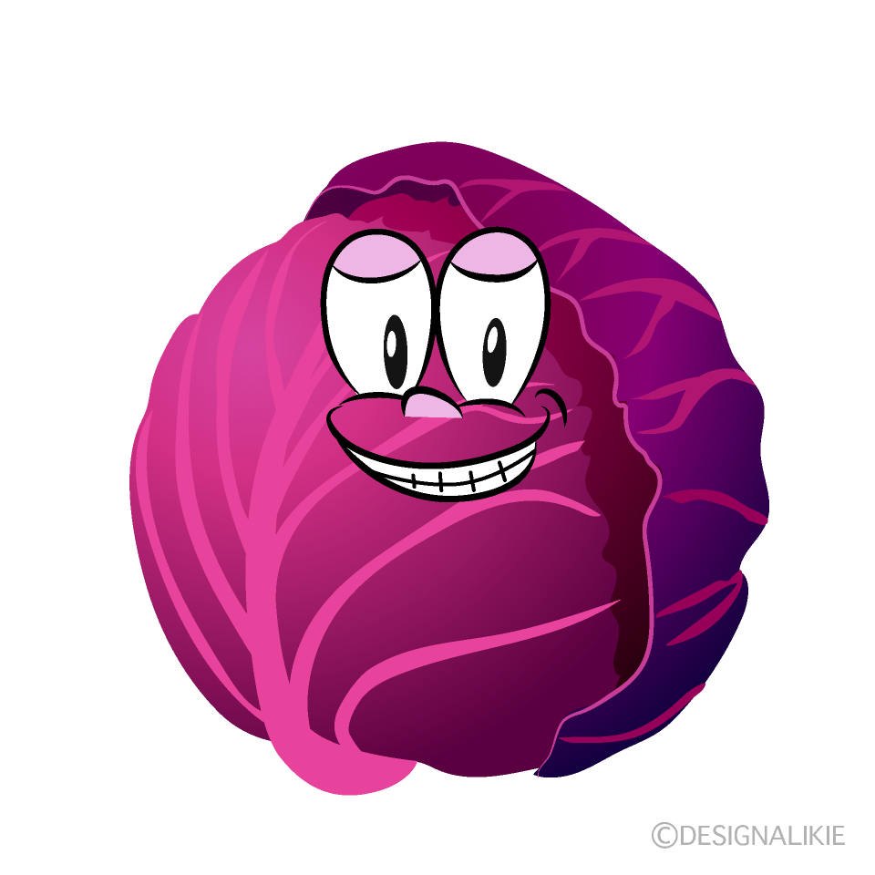 Grinning Red Cabbage Cartoon Character Image