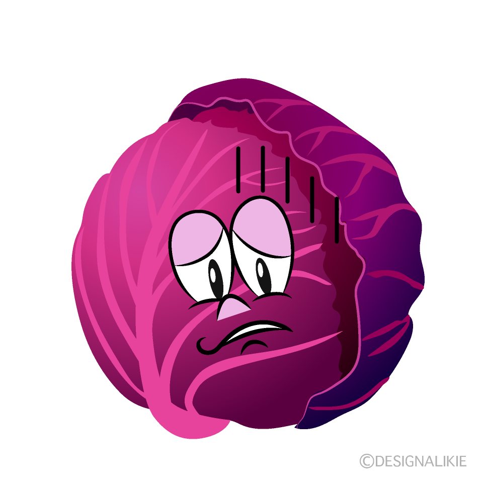 Depressed Red Cabbage Cartoon Character Image