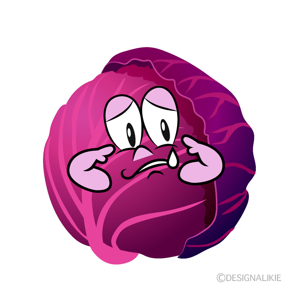 Sad Red Cabbage Cartoon Character Image