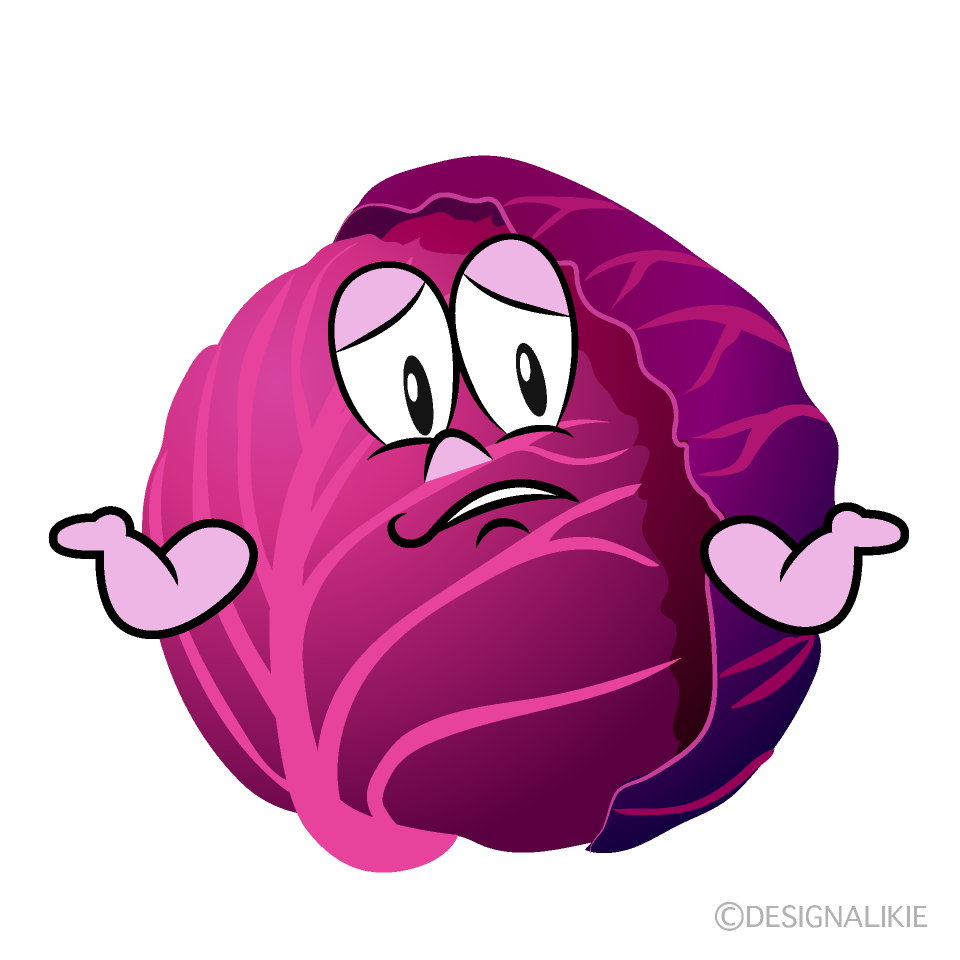 Troubled Red Cabbage Cartoon Character Image