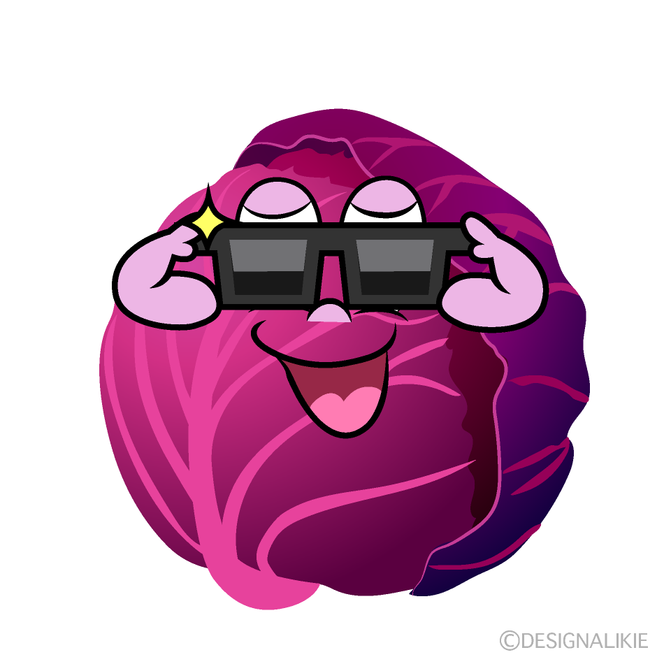 Cool Red Cabbage Cartoon Character Image