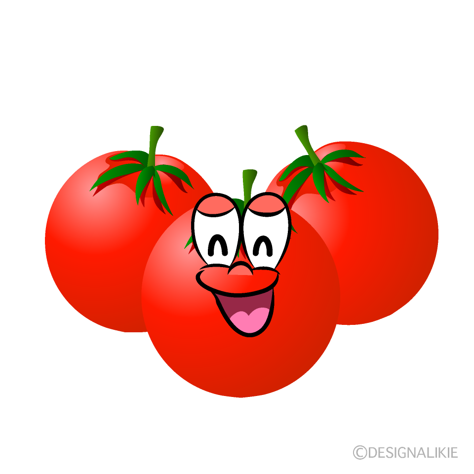 Smiling Cherry Tomato Cartoon Character Image