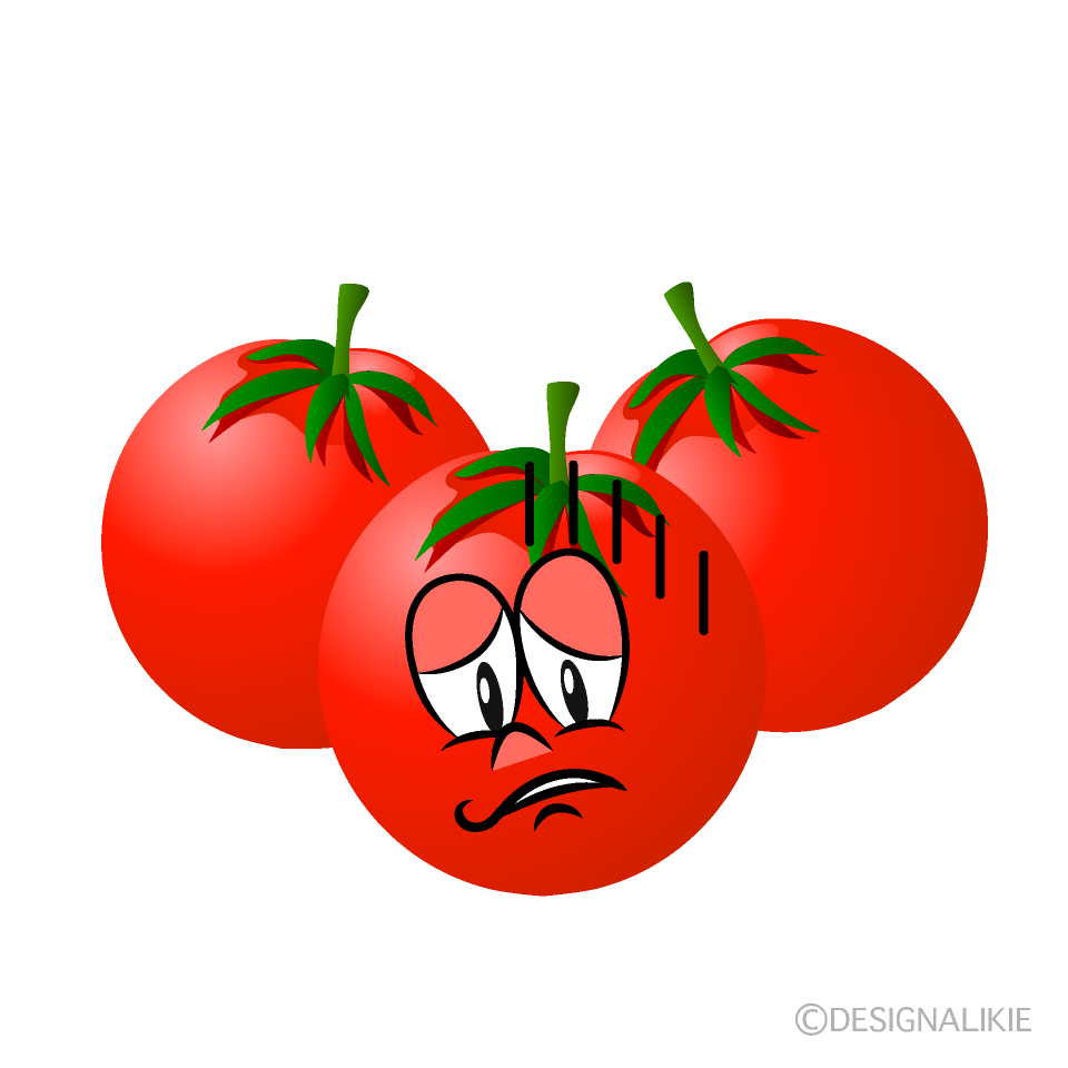 Depressed Cherry Tomato Cartoon Character Image