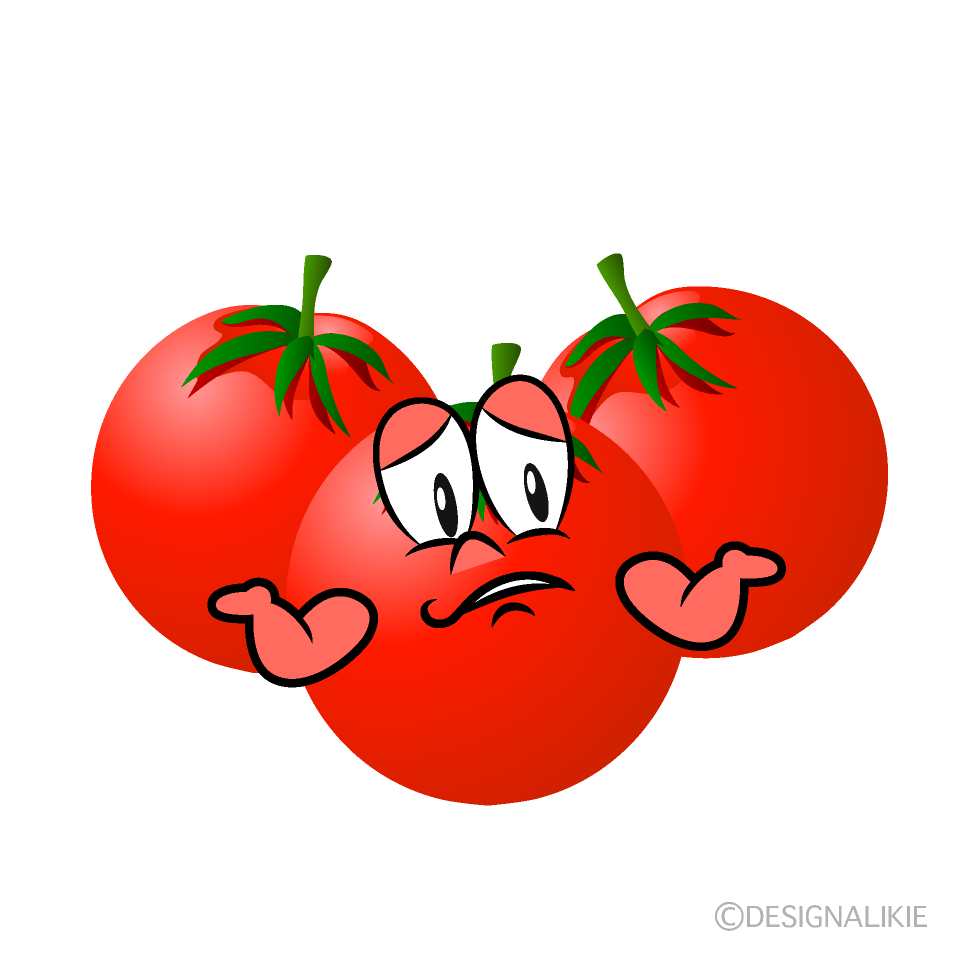 Troubled Cherry Tomato Cartoon Character Image