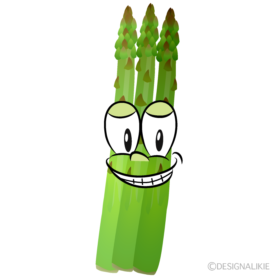 Grinning Asparagus Cartoon Character Image