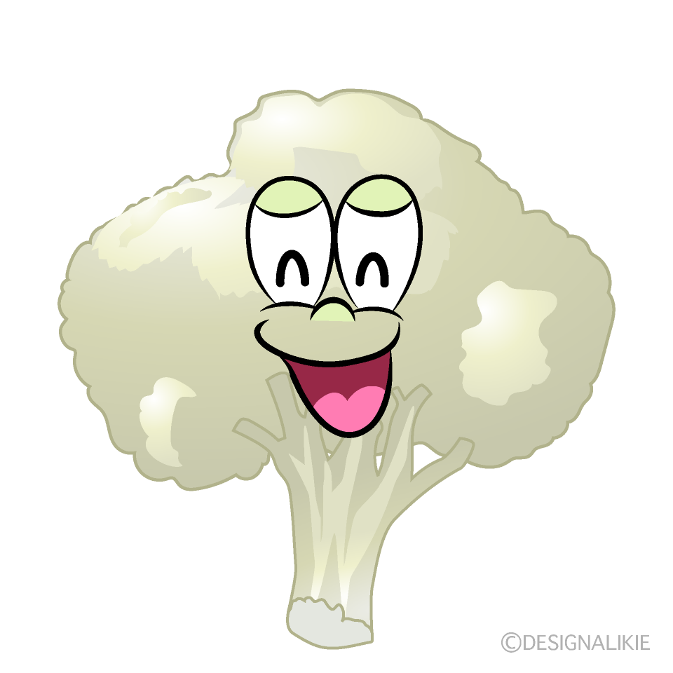 Smiling Cauliflower Cartoon Character Image