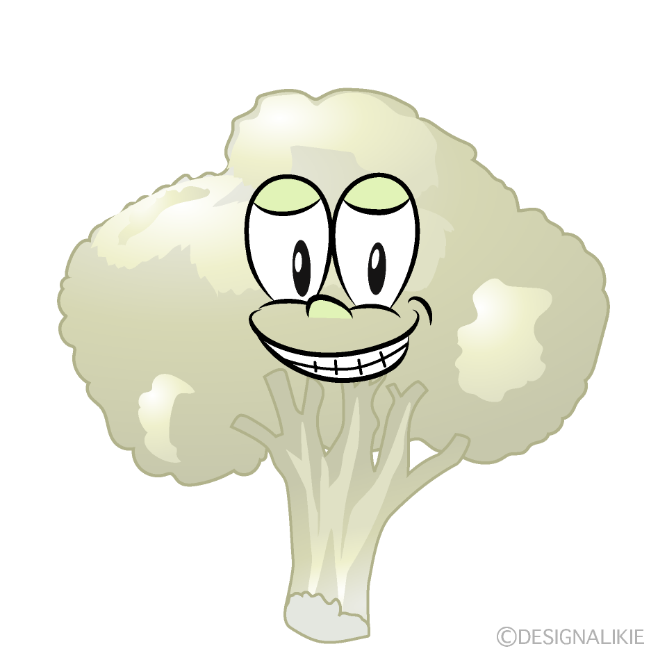 Grinning Cauliflower Cartoon Character Image