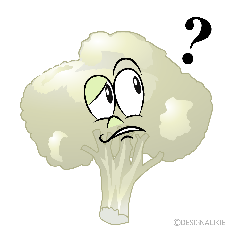 Thinking Cauliflower Cartoon Character Image