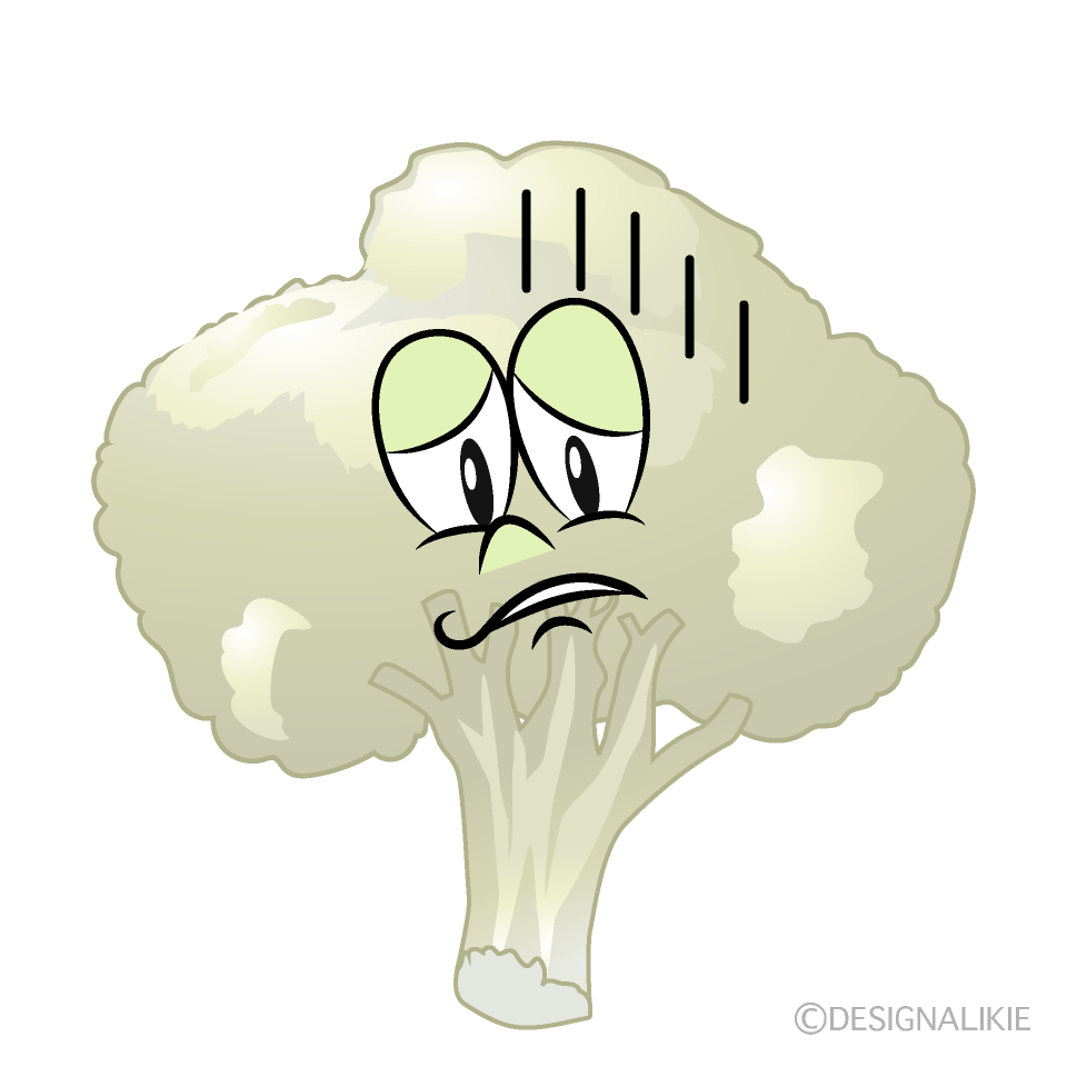 Depressed Cauliflower Cartoon Character Image