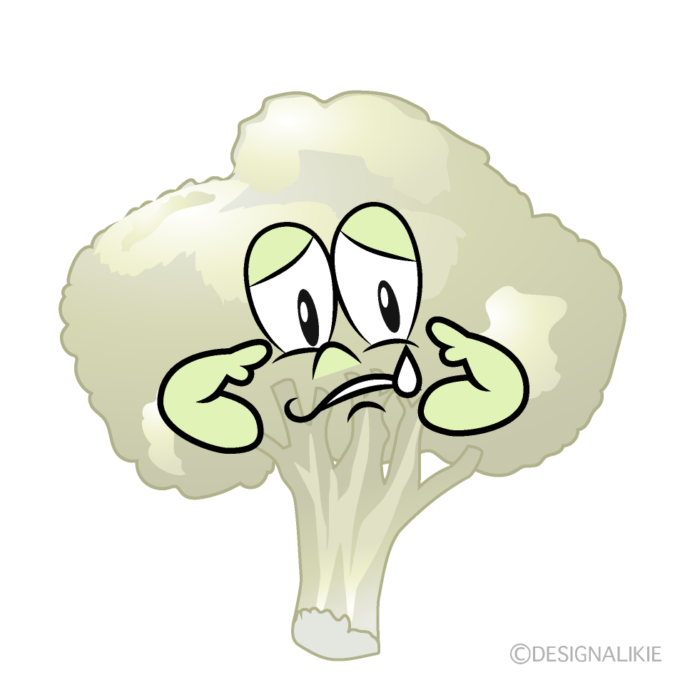 Sad Cauliflower Cartoon Character Image