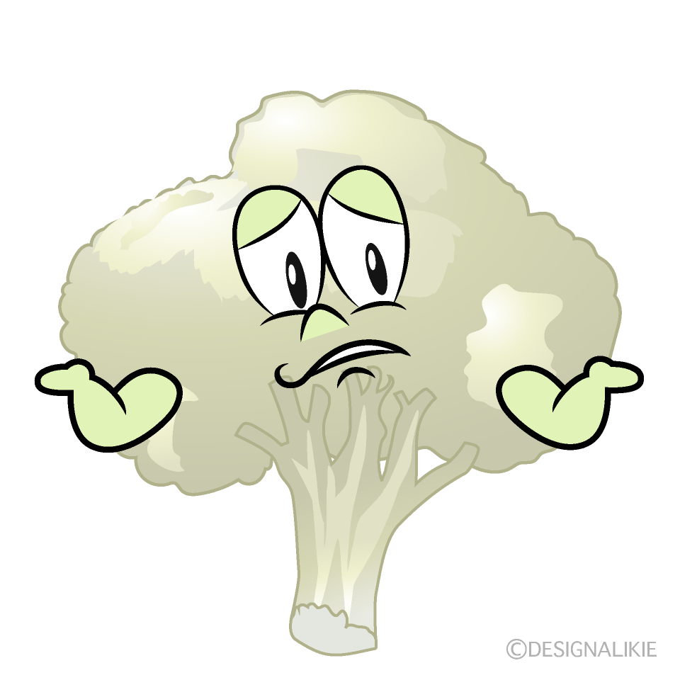 Troubled Cauliflower Cartoon Character Image