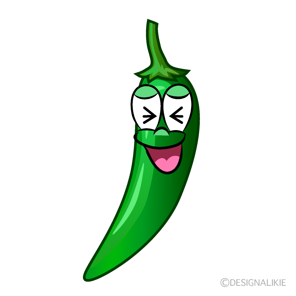 Laughing Green Chili Cartoon Character Image