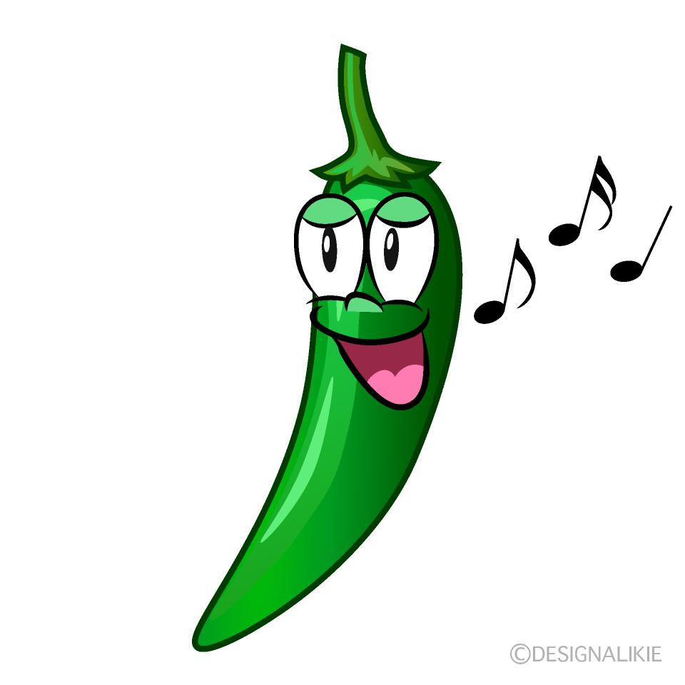 Singing Green Chili Cartoon Character Image