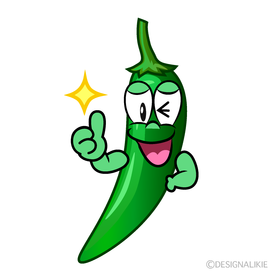 Thumbs up Green Chili Cartoon Character Image