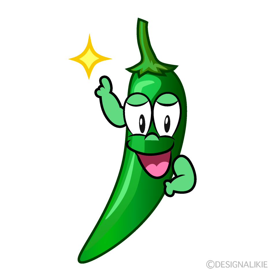 Posing Green Chili Cartoon Character Image