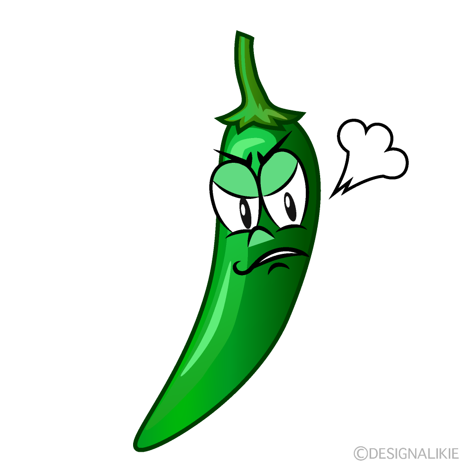 Angry Green Chili Cartoon Character Image