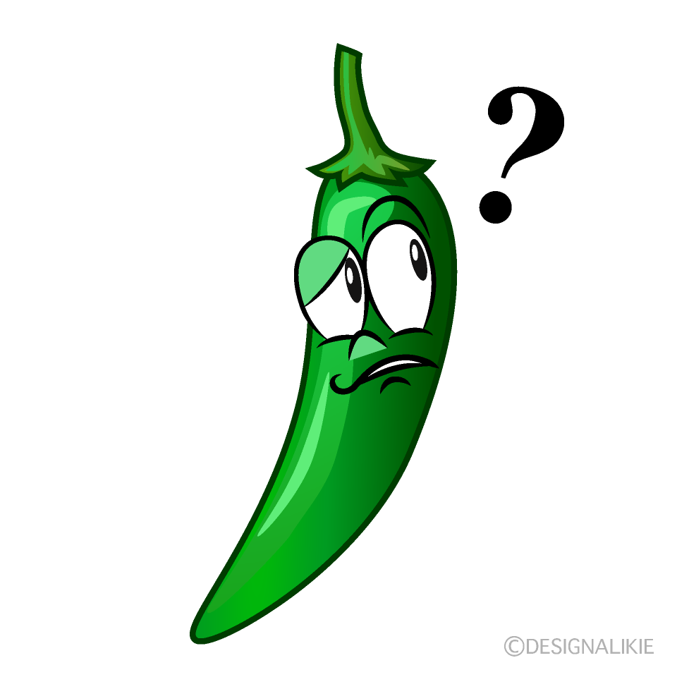 Thinking Green Chili Cartoon Character Image