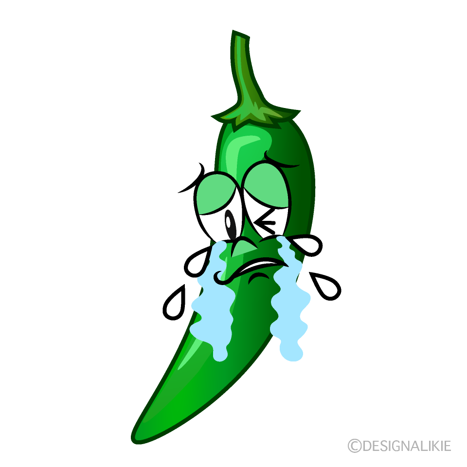 Crying Green Chili Cartoon Character Image