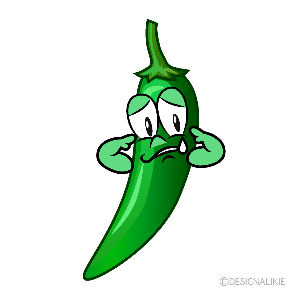 Sad Green Chili Cartoon Character Image