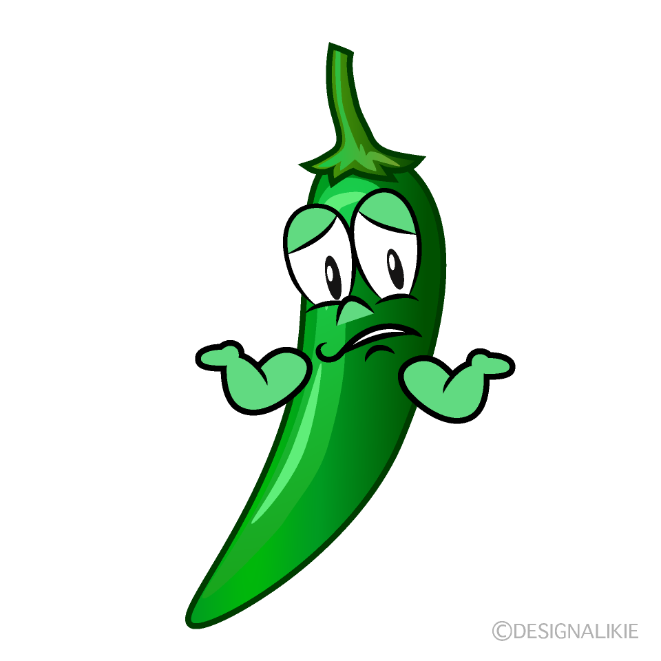 Troubled Green Chili Cartoon Character Image