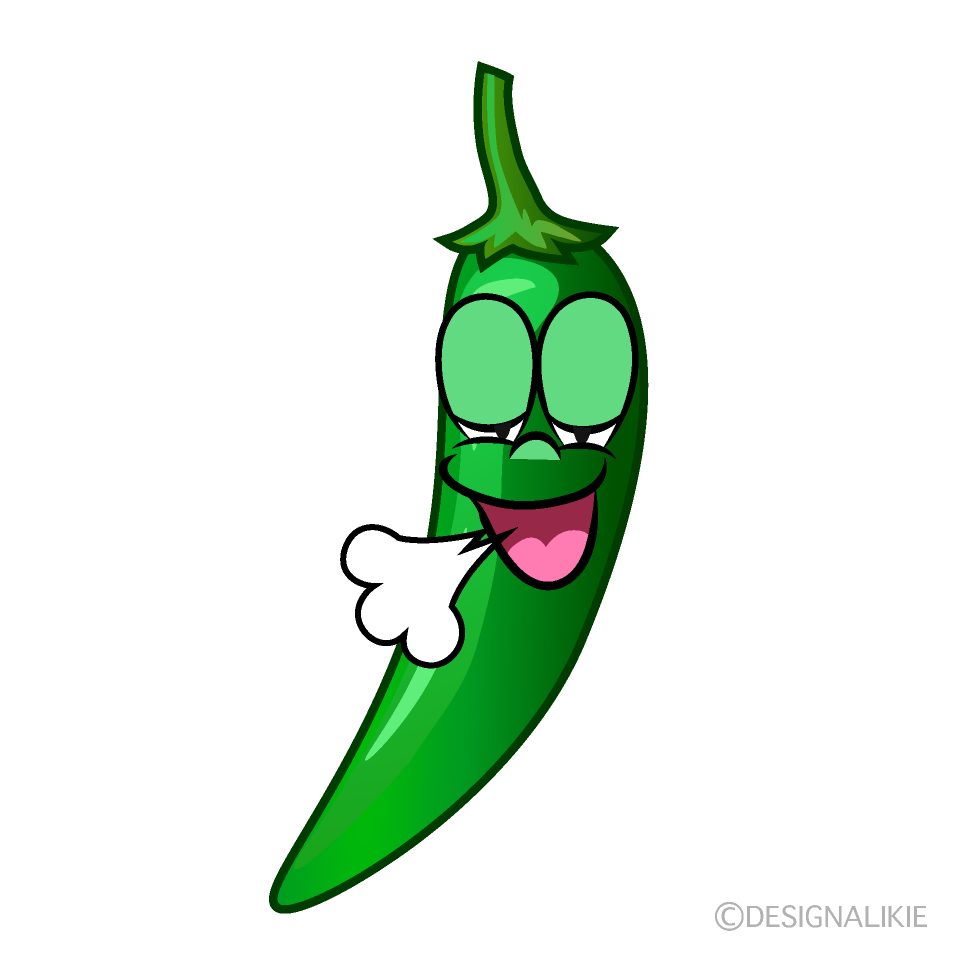 Relaxing Green Chili Cartoon Character Image