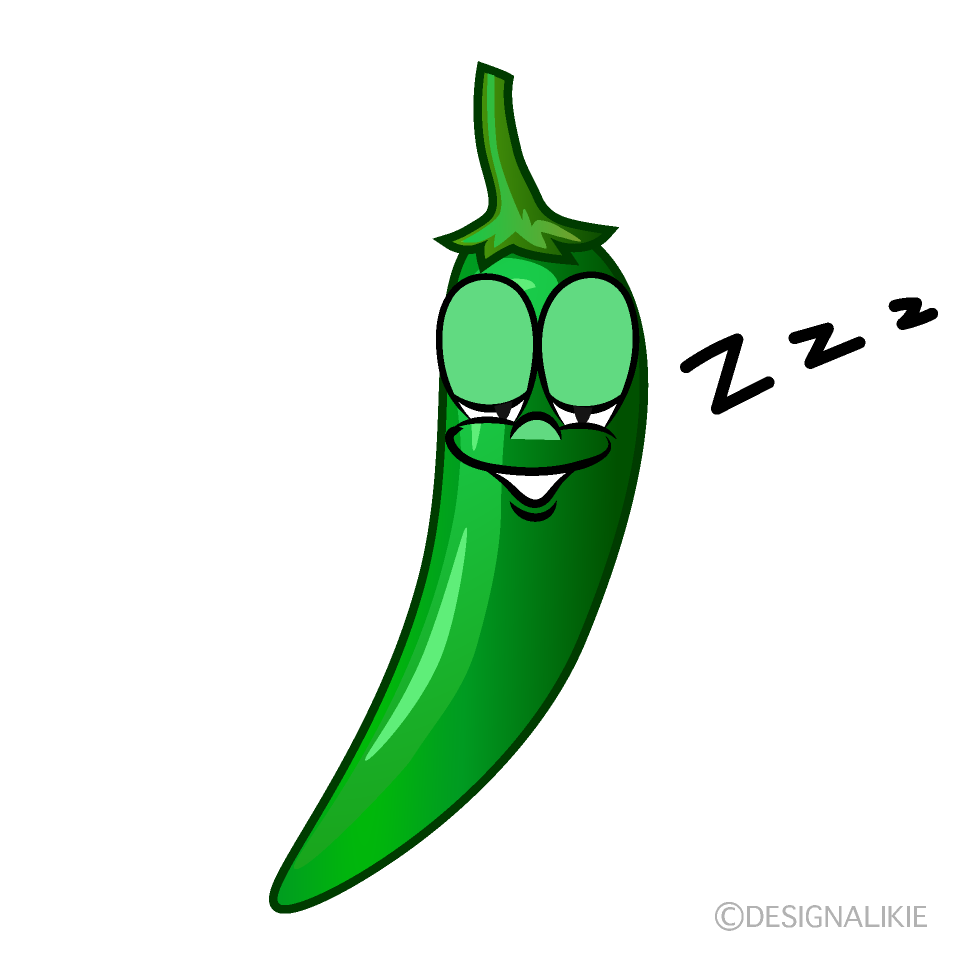 Sleeping Green Chili Cartoon Character Image