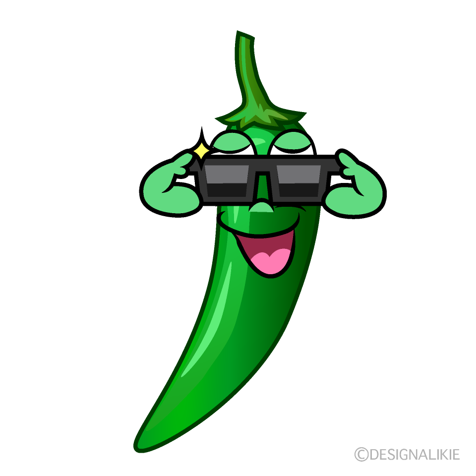 Cool Green Chili Cartoon Character Image