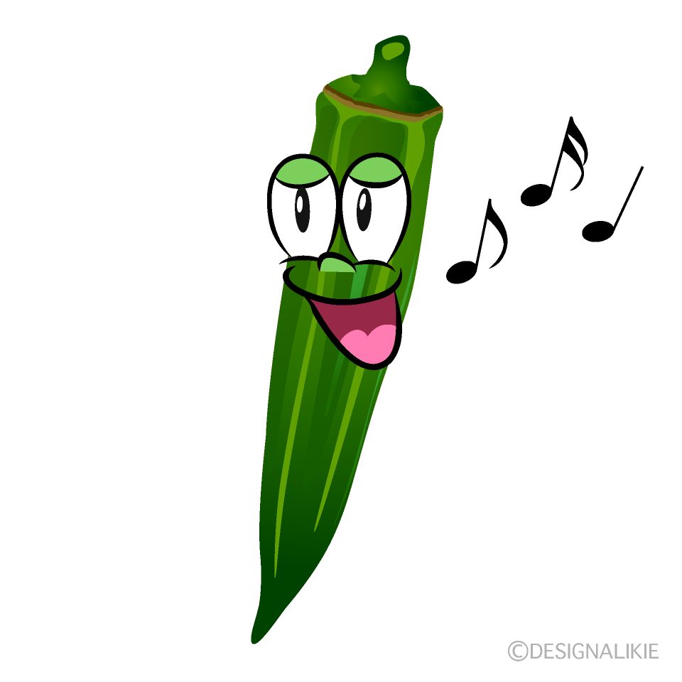 Singing Okra Cartoon Character Image