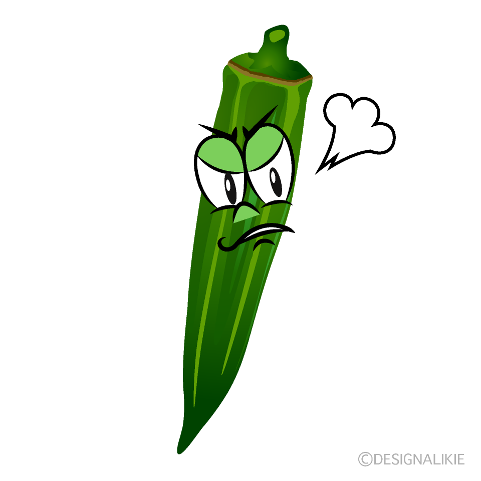 Angry Okra Cartoon Character Image