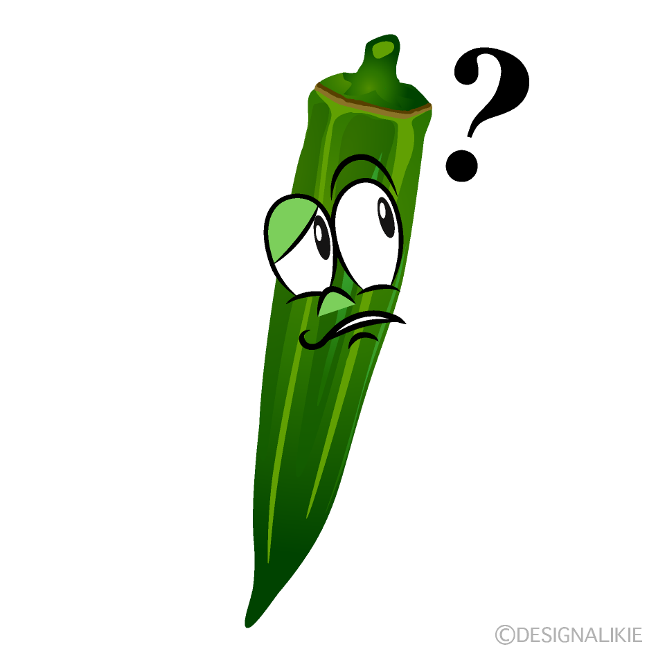 Thinking Okra Cartoon Character Image