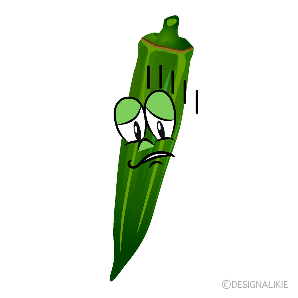 Depressed Okra Cartoon Character Image