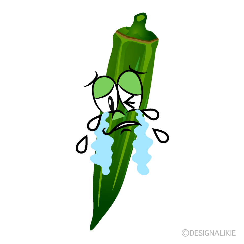 Crying Okra Cartoon Character Image