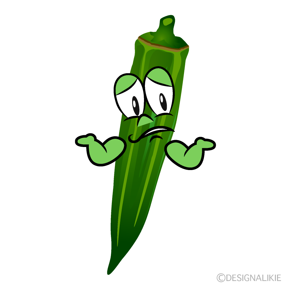 Troubled Okra Cartoon Character Image