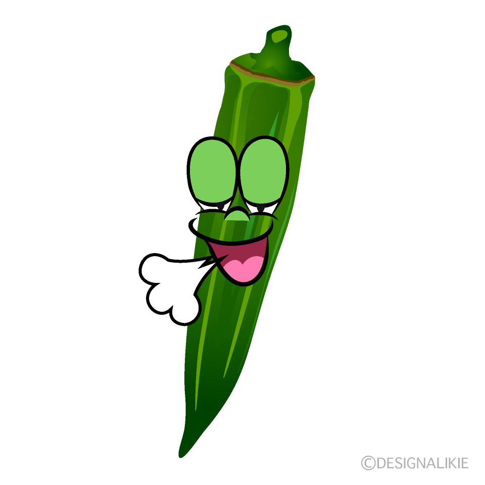 Relaxing Okra Cartoon Character Image