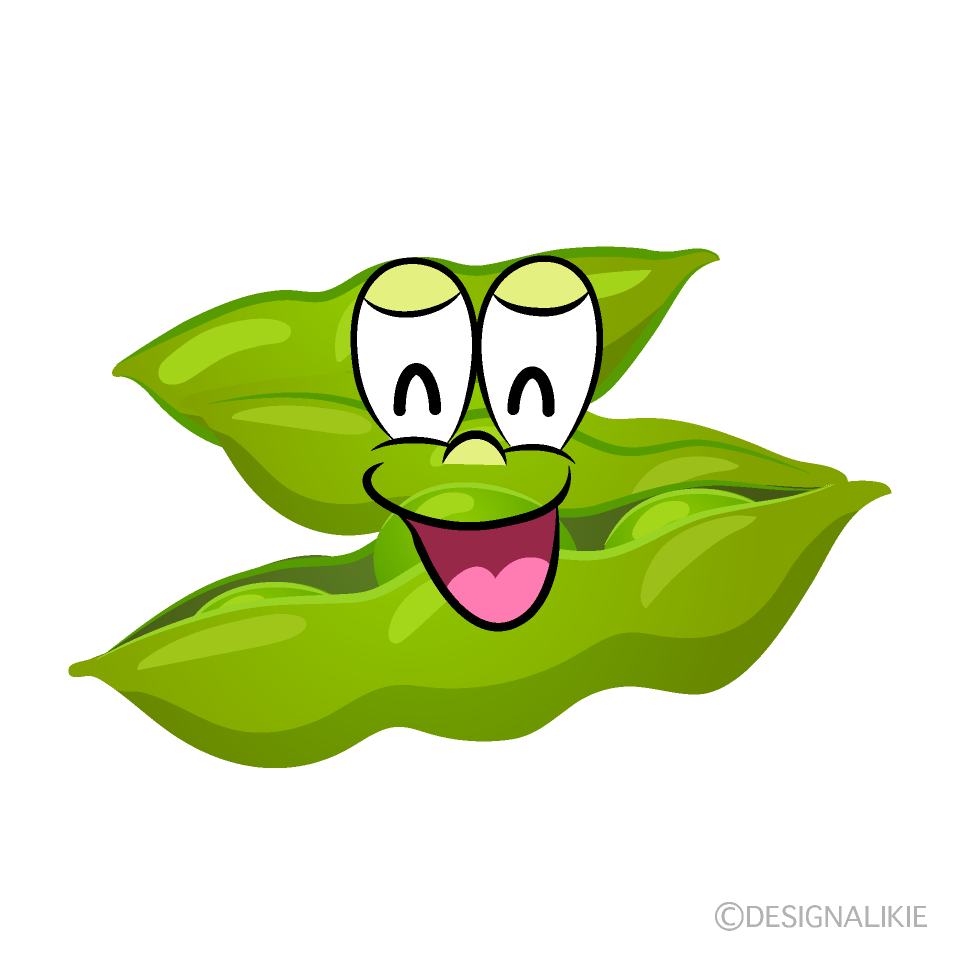 Smiling Edamame Cartoon Character Image