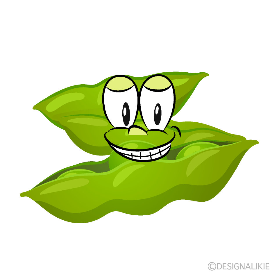 Grinning Edamame Cartoon Character Image