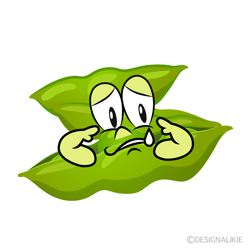 Sad Edamame Cartoon Character Image